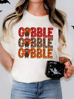 GOBBLE Thanksgiving Turkey Print T Shirt