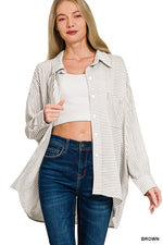 Woven Stripe Button Down Shirt