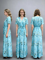 Floral Print Short Sleeve Wrap Maxi Dress
