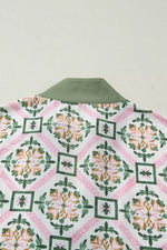Multicolour Boho Geometric Flower Print Short Sleeve Loose Mini Dress