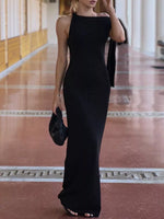 Elegant Sleeveless Tie-Shoulder Maxi Dress