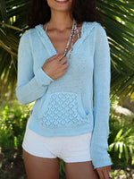 Crochet Detail Hooded Knit Top