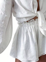Button Up Long Sleeve Shirt and Shorts Set
