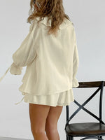 Ruffled V-Neck Top and Shorts Set