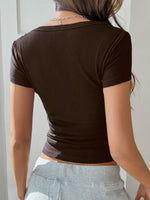 Devine Solid Color Short Sleeve T-Shirt - Ladyez