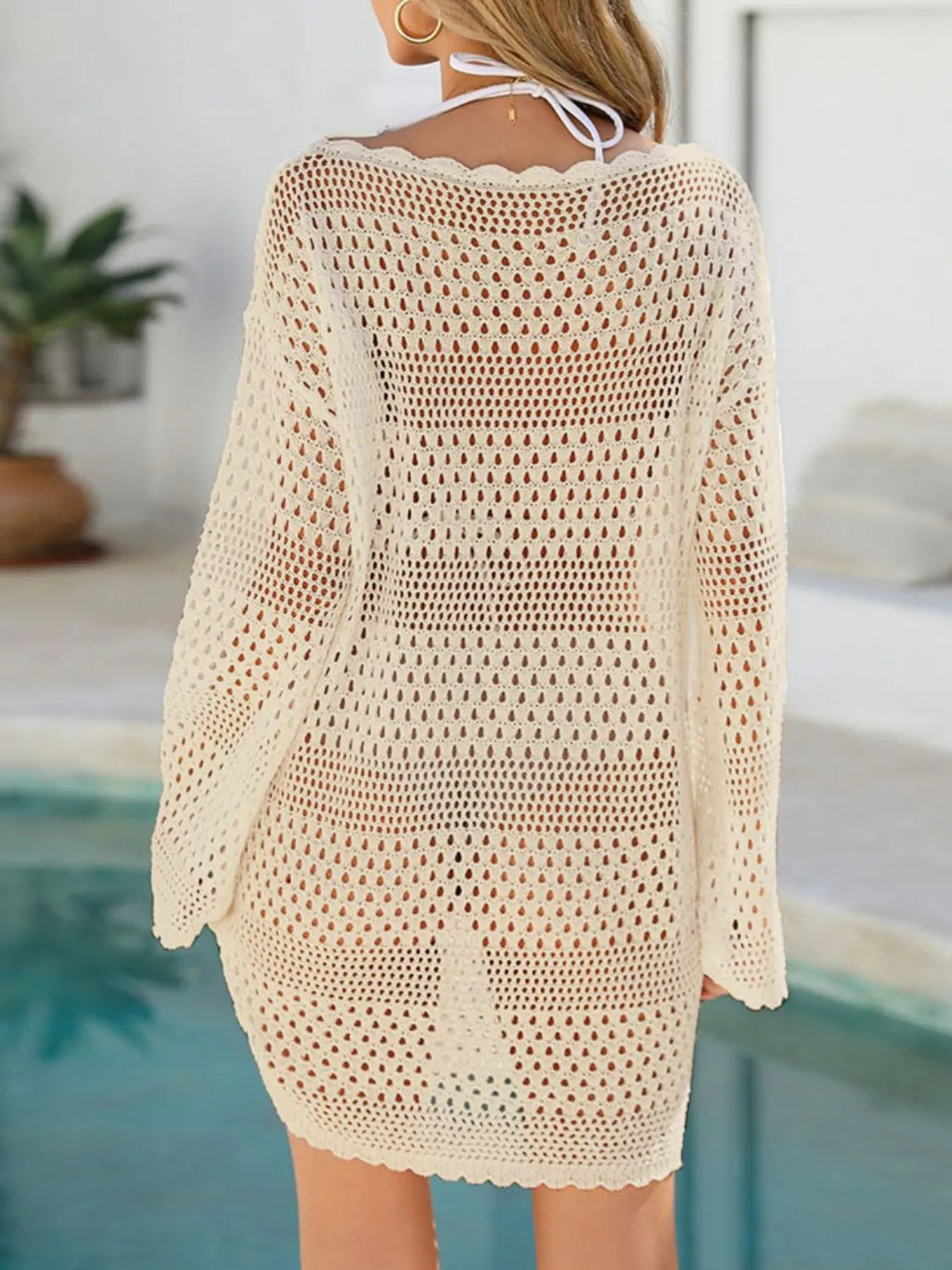Round Neck Openwork Cover-Up - Ladyez