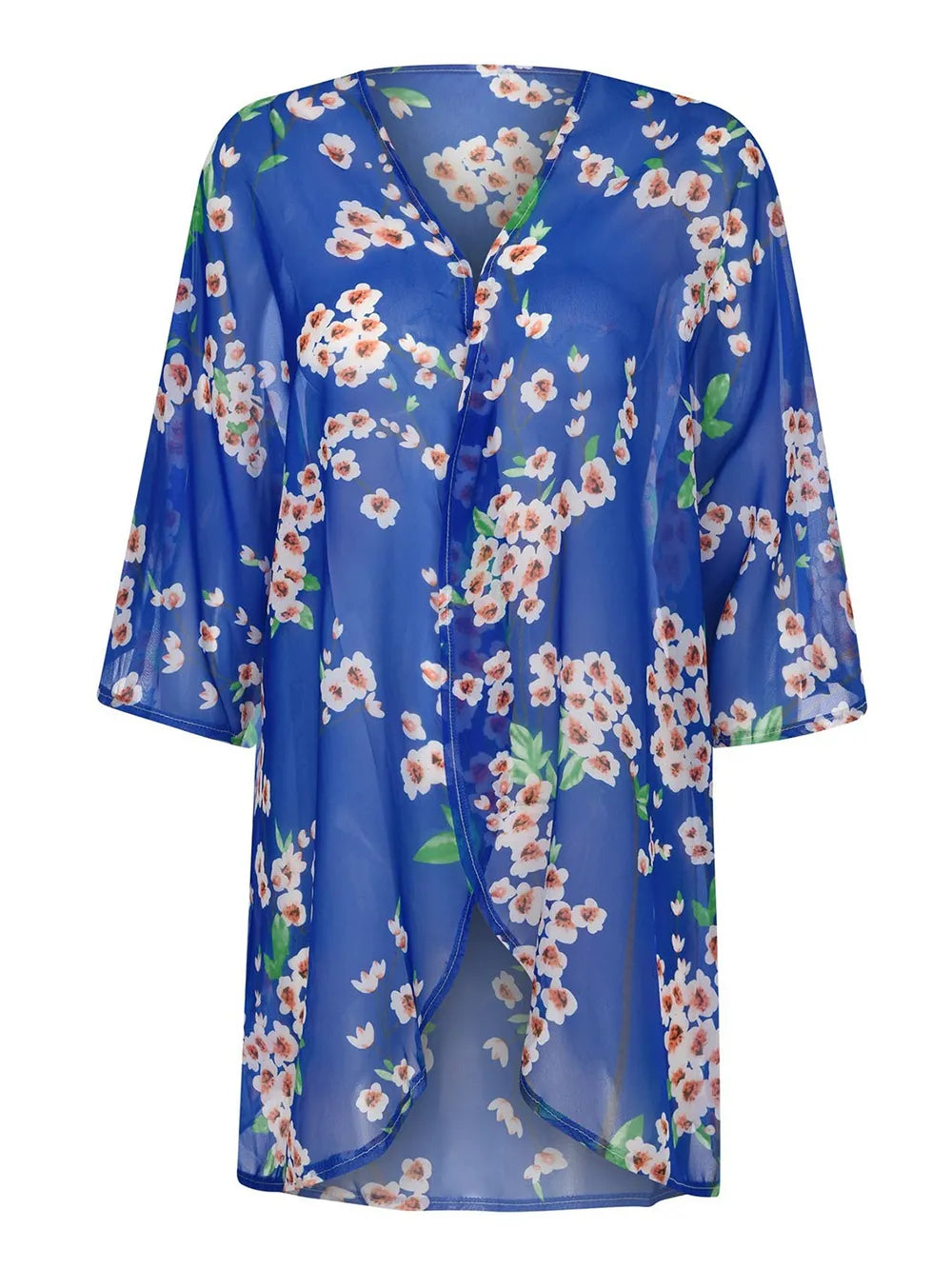 Open Front Half Sleeve Cover-Up - Ladyez
