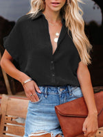 Crinkle Cotton Loose Short Sleeve Shirt