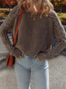 Contrast Cable Knit Sleeve Casual Sweater