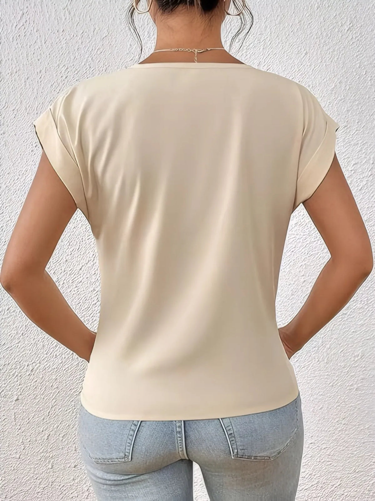 V-Neck Twist Front Top - Ladyez