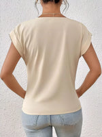 V-Neck Twist Front Top - Ladyez