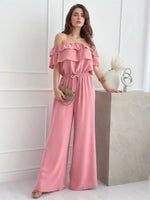 Ruffled OffShoulder Wide Leg Jumpsuit