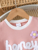 Children's Honey Flower Waffle Knit Tee and Shorts Set