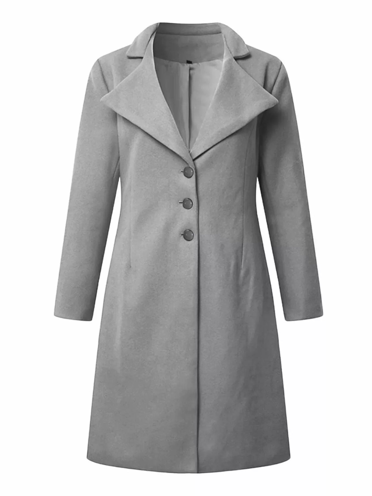 Full Size Single-Breasted Long Sleeve Overcoat Plus Size