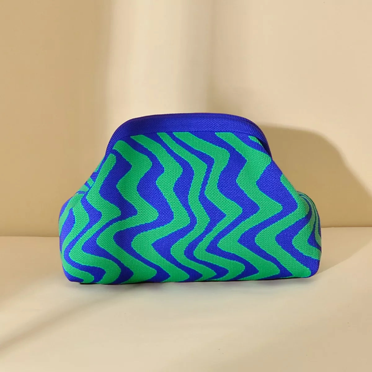 Portable Contrast Knit Clutch