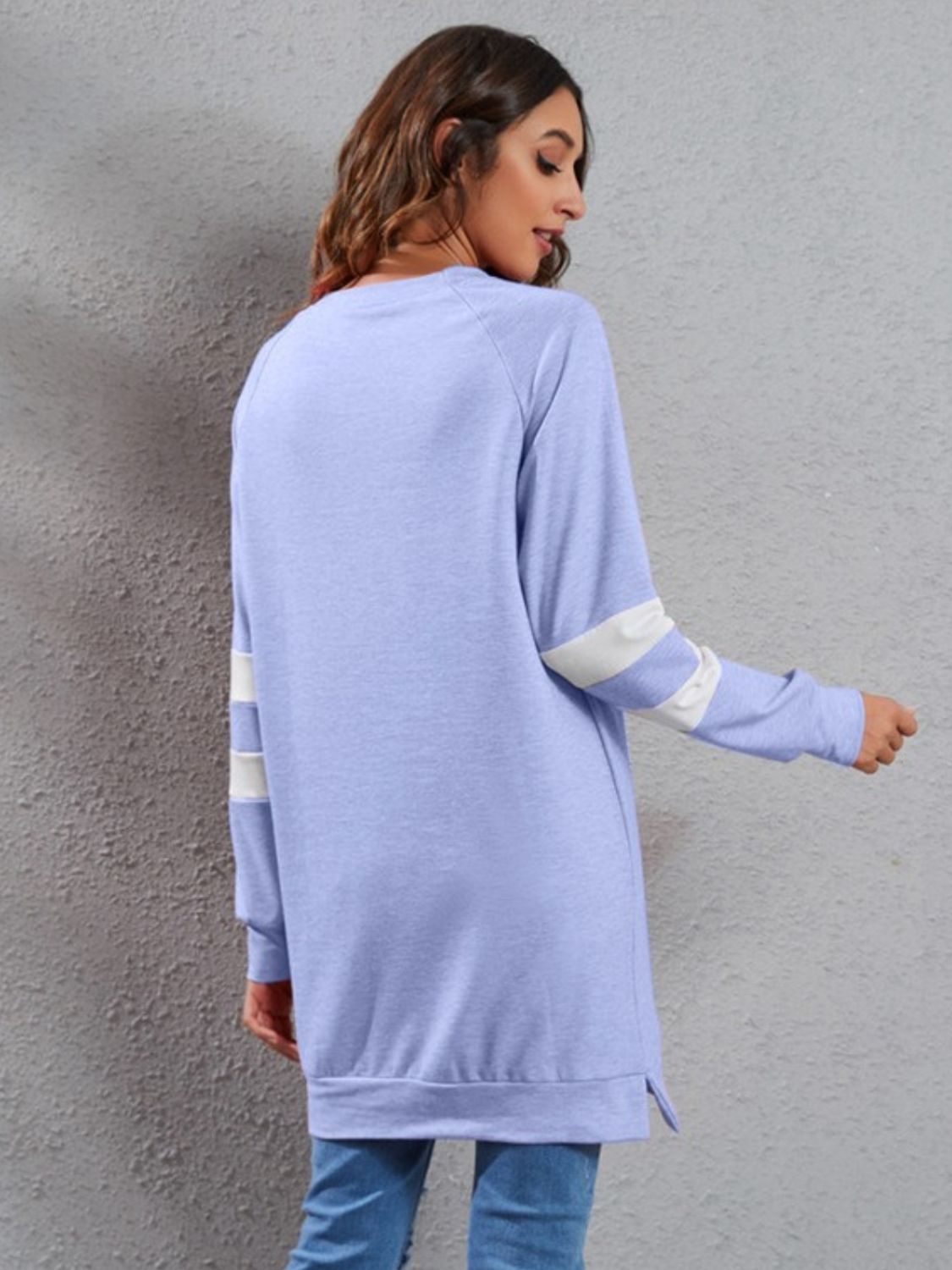 Full Size Striped Round Neck Long Sleeve T-Shirt - Ladyez