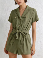 Tie Waist Short Sleeve Romper