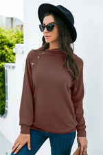 Decorative Button Long Sleeve Sweatshirt