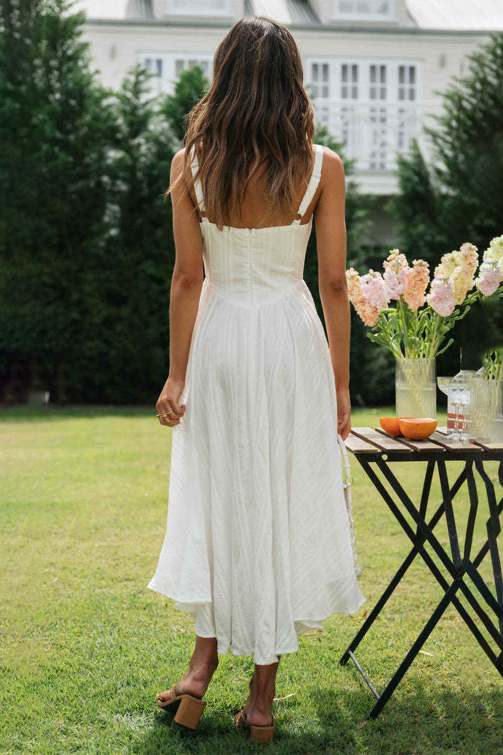 Square Neck Wide Strap Cami Dress - Ladyez