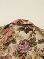 Floral Waffle Knit Patchwork Chest Pockets Buttoned Jacket