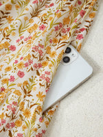 Floral Print Frilly Trim Smocked Cuff Long Sleeve Loose Shirt Dress