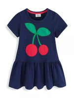 Children's Cherry Applique Ruffle Hem Dress