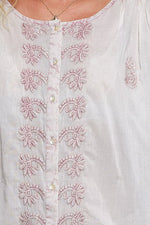 POL Embroidered Gathered Shoulder Long Sleeve Shirt