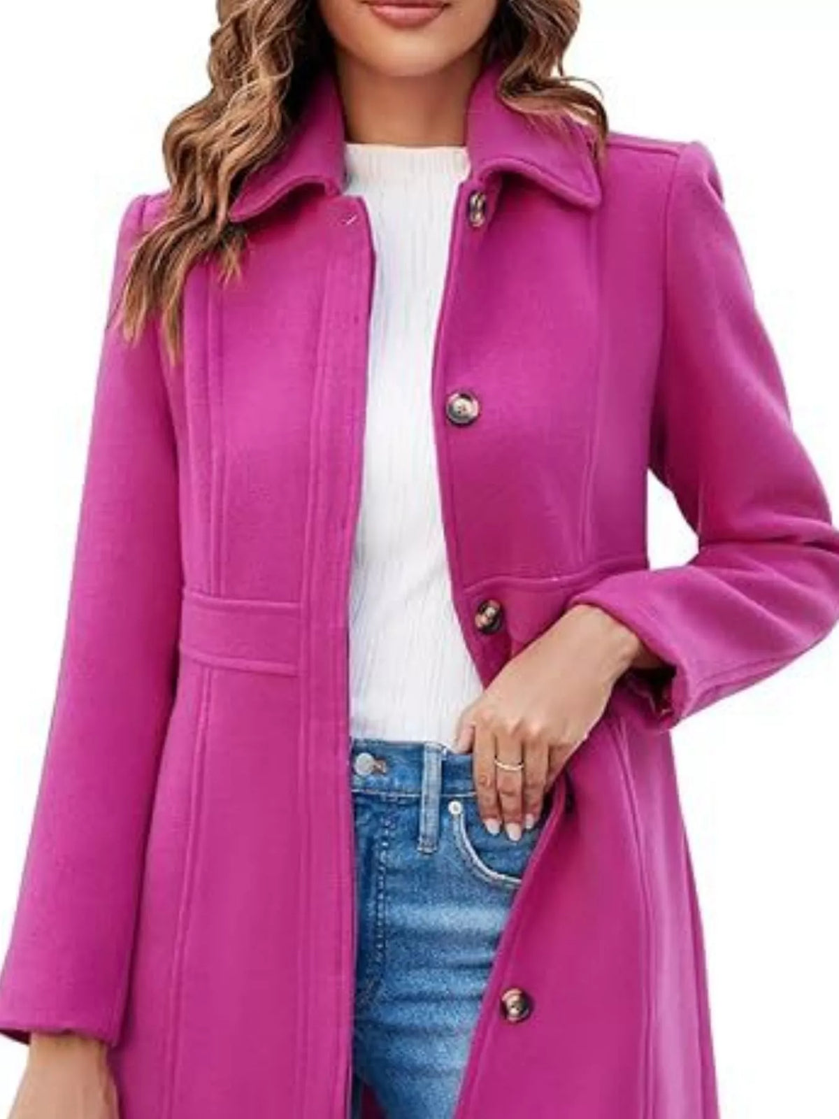 Button-Down Wool Blend Coat