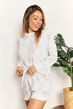 Double Take Floral Long Sleeve Top and Shorts Loungewear Set - Ladyez