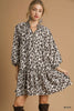 Umgee Leopard Print Tiered Mini Dress
