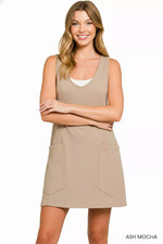 Zenana Washed Slub Adjustable Strap Overall Dress