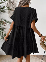 Swiss Dot V-Neck Tiered Mini Dress