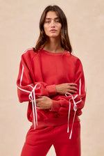 BiBi Side Lined Bow Details Fleece Sweatshirt