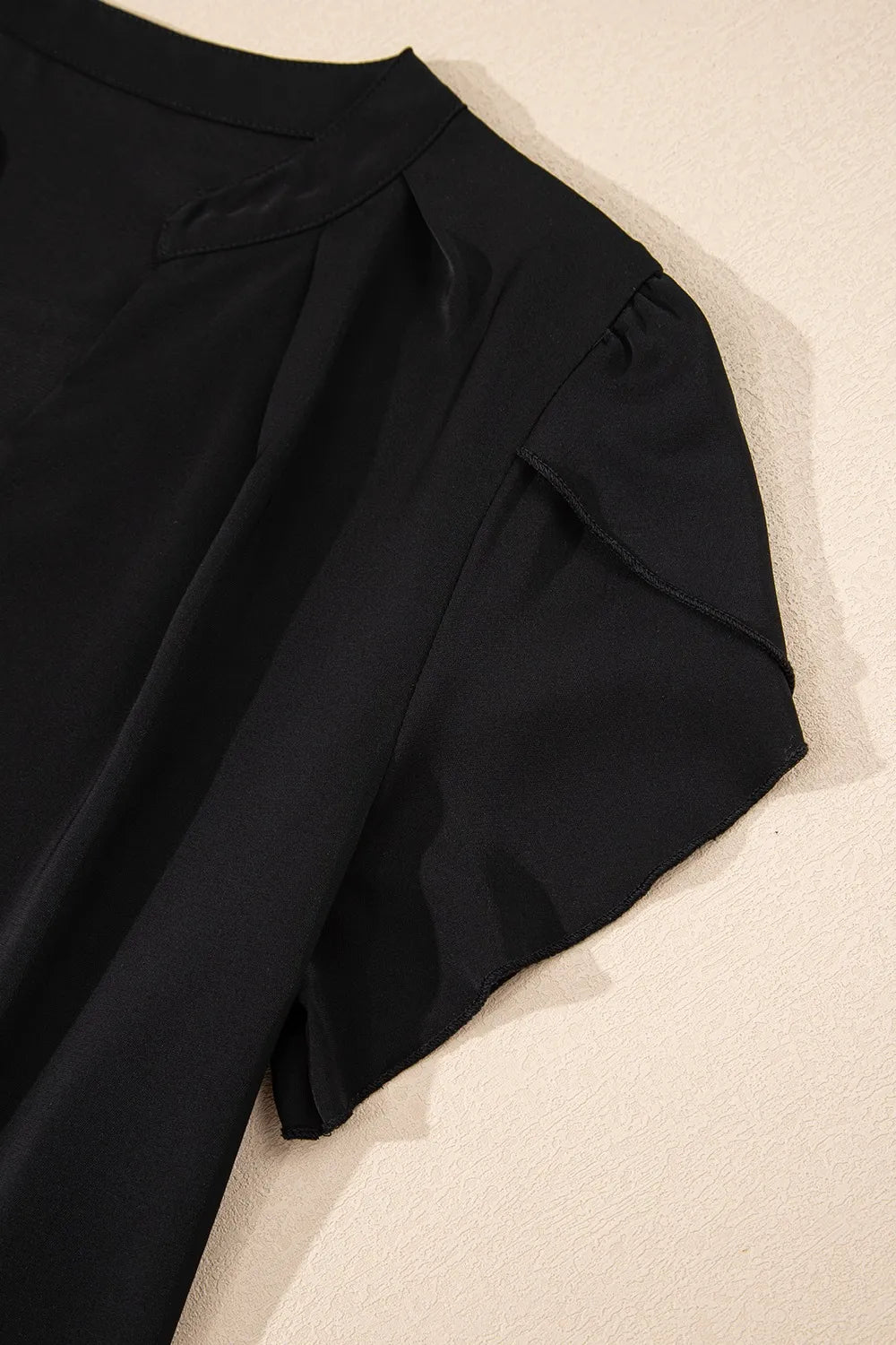 Short Sleeve Notched Blouse - Ladyez