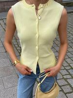 Sleeveless Button-Down Knit Vest
