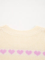 Heart Pattern Valentine Ribbed Knit Sweater