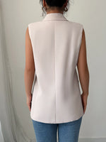 One Button V-Neck Blazer Vest Coat