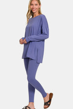 Zenana Full Size Brushed Microfiber Top and Leggings Lounge Set - Ladyez