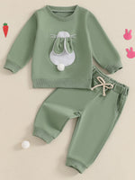 Children's Bunny Applique Top and Pants Outfit Set