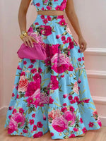 Full Size Ruffled Cami and Tiered Maxi Skirt Set Plus Size - Ladyez