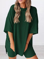 Full Size Half Sleeve T-Shirt and Shorts Set Plus Size