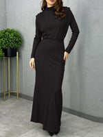 Mock Neck Long Sleeve Maxi Dress