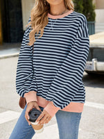 Striped Crew Neck Long Sleeve Sweatshirt