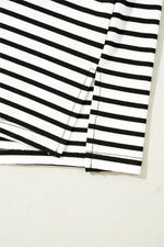 Striped Round Neck Cap Sleeve Top