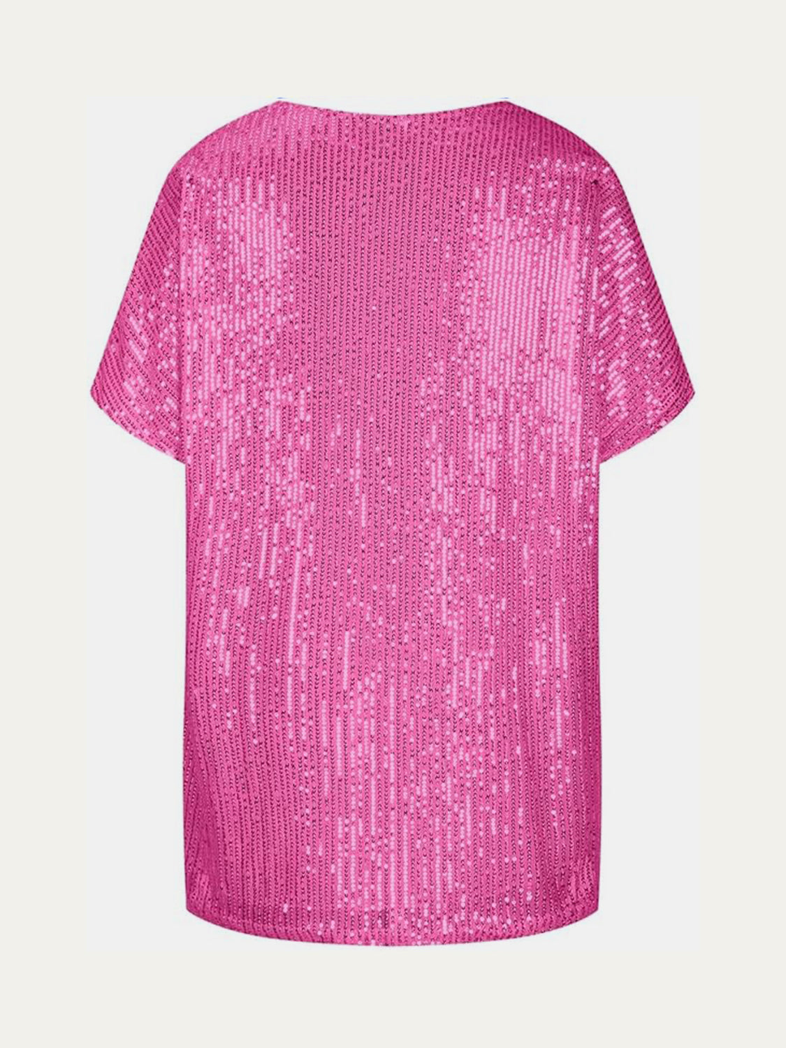 Full Size Sequin V-Neck Short Sleeve Top - Ladyez