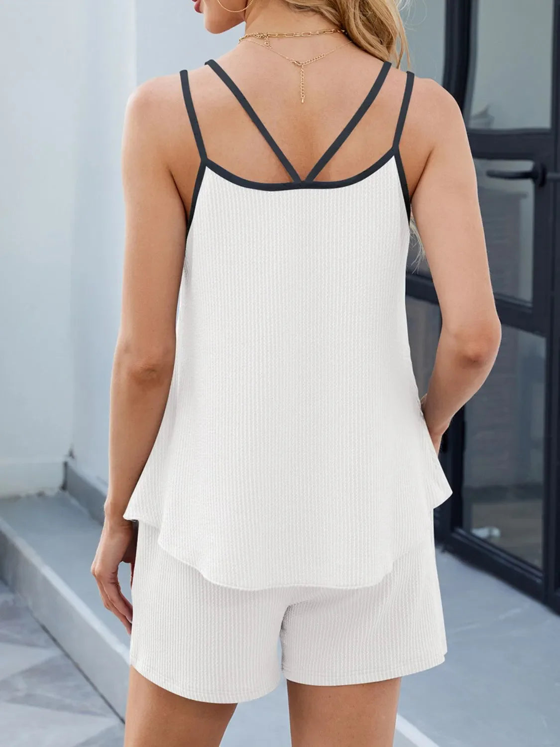 Casual Ribbed Tank Top and Shorts Set