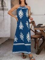 Devine Grecian Neck Printed Maxi Dress