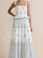 Bohemian Floral Print Smocked Tiered Maxi Dress - Ladyez