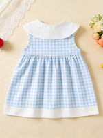 Children's Fruit Embroidered Sleeveless Plaid Dress