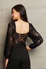 Perfee Lace Long Sleeve Bodysuit - Ladyez
